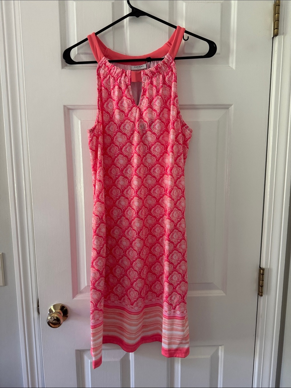 Cabana Life Amelia Pink Coral Printed Sleeveless Shift Dress NWT size Large